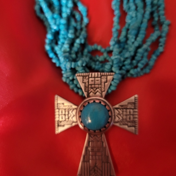 Carolyn Pollack turquoise bead necklace with enhancer. - Picture 2 of 4